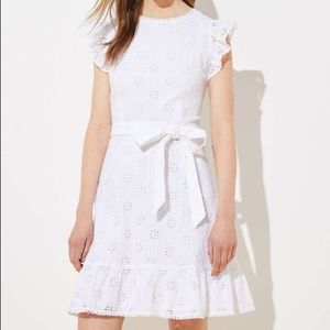 Loft Eyelet Ruffle Flare Dress